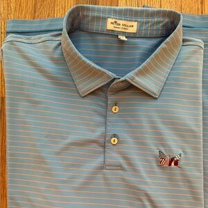 Peter Millar XXL Men's Blue Striped Polo Shirt